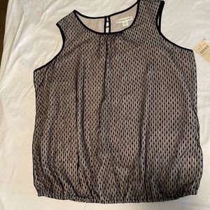 Coldwater Creek women’s top, size XL, black lace over ecru lining. NWT.